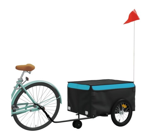 vidaXL velosipēda piekabe, 45 kg, melna un zila, dzelzs