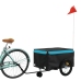 vidaXL velosipēda piekabe, 45 kg, melna un zila, dzelzs