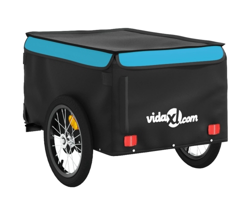 vidaXL velosipēda piekabe, 45 kg, melna un zila, dzelzs