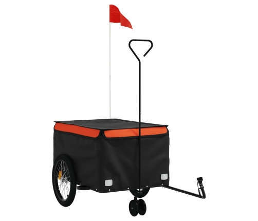 vidaXL velosipēda piekabe, 45 kg, melna un oranža, dzelzs