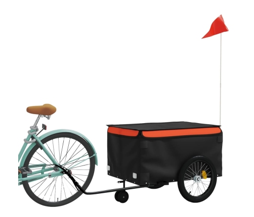 vidaXL velosipēda piekabe, 45 kg, melna un oranža, dzelzs