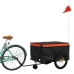 vidaXL velosipēda piekabe, 45 kg, melna un oranža, dzelzs