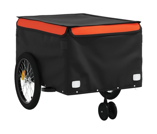 vidaXL velosipēda piekabe, 45 kg, melna un oranža, dzelzs