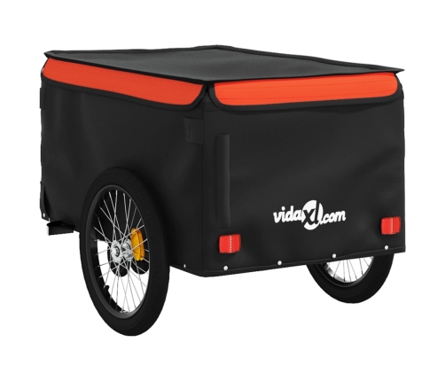vidaXL velosipēda piekabe, 45 kg, melna un oranža, dzelzs