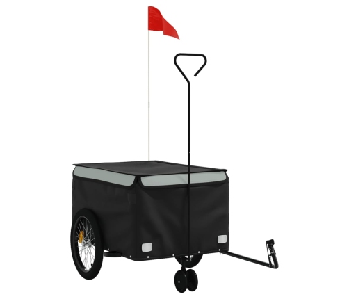 vidaXL velosipēda piekabe, 45 kg, melna un pelēka, dzelzs