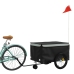 vidaXL velosipēda piekabe, 45 kg, melna un pelēka, dzelzs