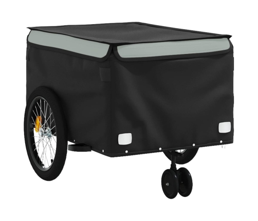 vidaXL velosipēda piekabe, 45 kg, melna un pelēka, dzelzs