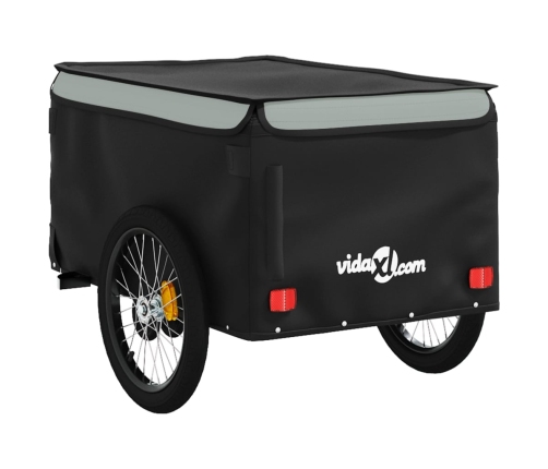 vidaXL velosipēda piekabe, 45 kg, melna un pelēka, dzelzs
