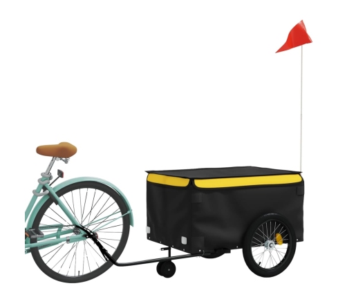 vidaXL velosipēda piekabe, 45 kg, melna un dzeltena, dzelzs