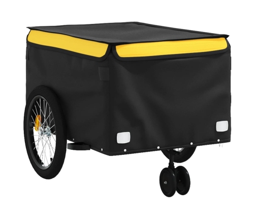 vidaXL velosipēda piekabe, 45 kg, melna un dzeltena, dzelzs