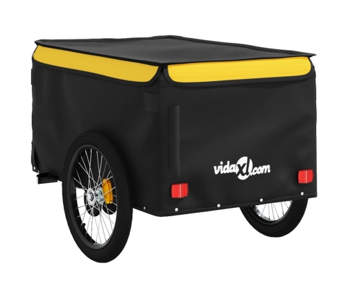 vidaXL velosipēda piekabe, 45 kg, melna un dzeltena, dzelzs
