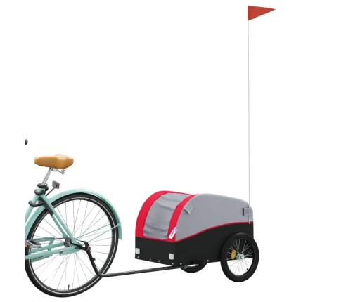 vidaXL velosipēda piekabe, 30 kg, melna un sarkana, dzelzs