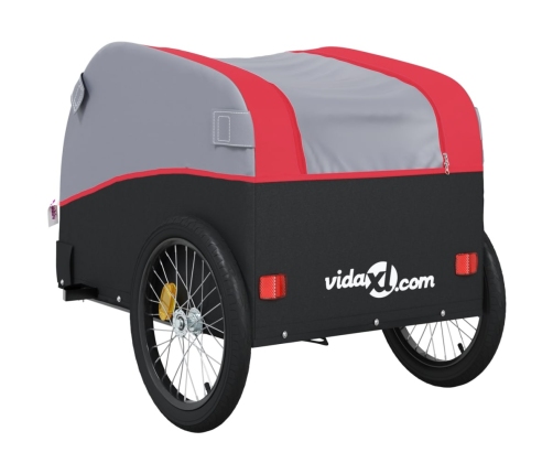 vidaXL velosipēda piekabe, 30 kg, melna un sarkana, dzelzs