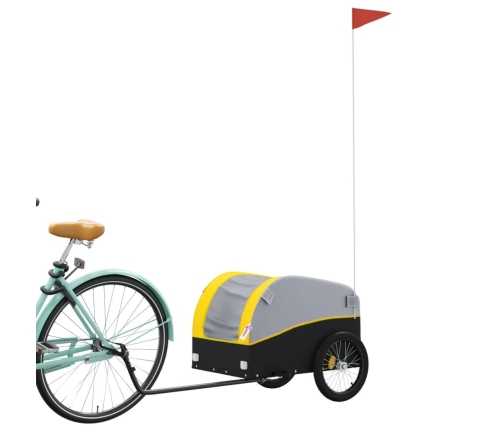 vidaXL velosipēda piekabe, 30 kg, melna un dzeltena, dzelzs