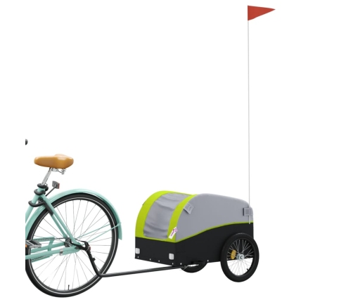 vidaXL velosipēda piekabe, 30 kg, melna un zaļa, dzelzs