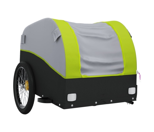 vidaXL velosipēda piekabe, 30 kg, melna un zaļa, dzelzs