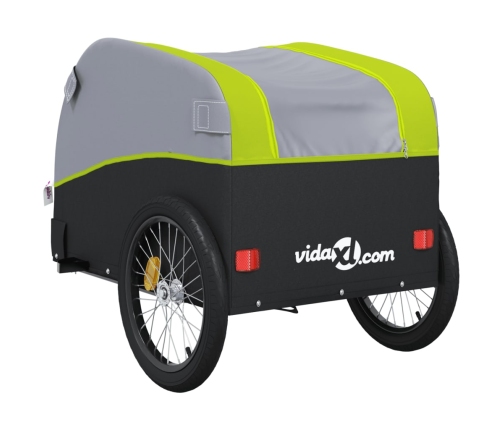 vidaXL velosipēda piekabe, 30 kg, melna un zaļa, dzelzs