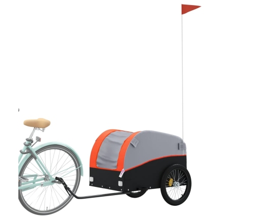 vidaXL velosipēda piekabe, 45 kg, melna un oranža, dzelzs