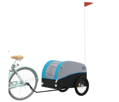 vidaXL velosipēda piekabe, 45 kg, melna un zila, dzelzs