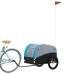 vidaXL velosipēda piekabe, 45 kg, melna un zila, dzelzs