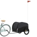 vidaXL velosipēda piekabe, 45 kg, melna, dzelzs