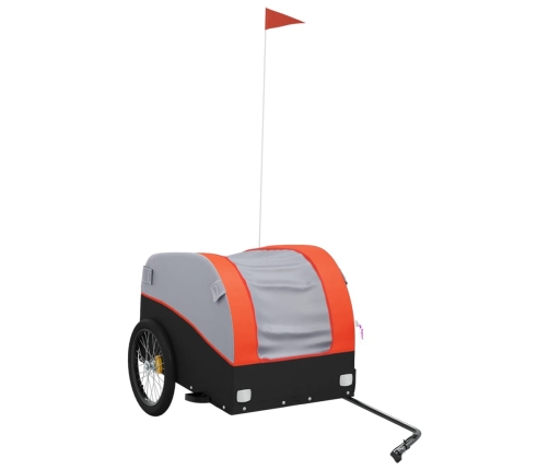 vidaXL velosipēda piekabe, 45 kg, melna un oranža, dzelzs