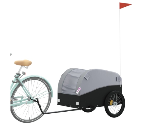 vidaXL velosipēda piekabe, 45 kg, melna un pelēka, dzelzs