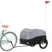 vidaXL velosipēda piekabe, 45 kg, melna un pelēka, dzelzs