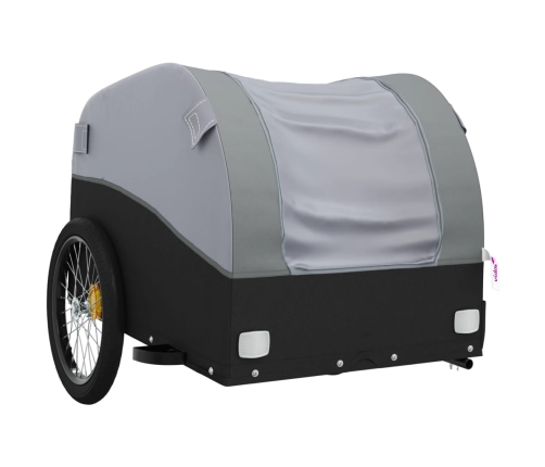 vidaXL velosipēda piekabe, 45 kg, melna un pelēka, dzelzs