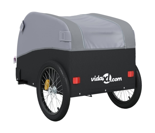 vidaXL velosipēda piekabe, 45 kg, melna un pelēka, dzelzs