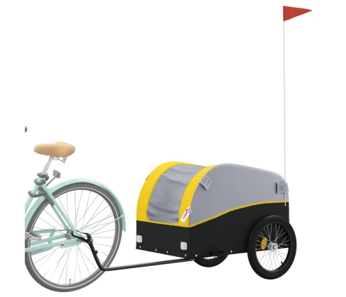 vidaXL velosipēda piekabe, 45 kg, melna un dzeltena, dzelzs