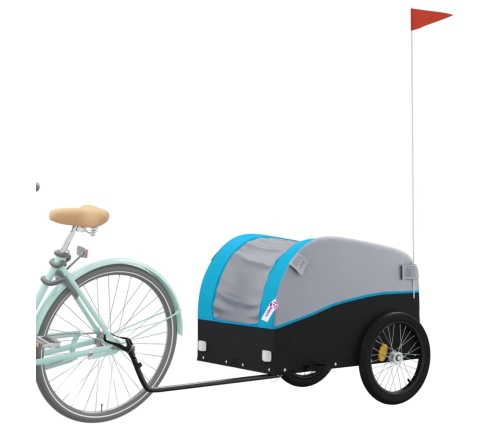 vidaXL velosipēda piekabe, 45 kg, melna un zila, dzelzs