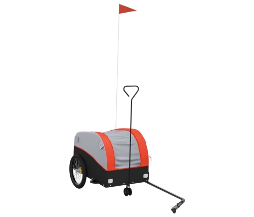 vidaXL velosipēda piekabe, 30 kg, melna un oranža, dzelzs