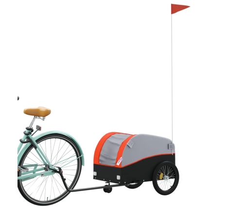 vidaXL velosipēda piekabe, 30 kg, melna un oranža, dzelzs