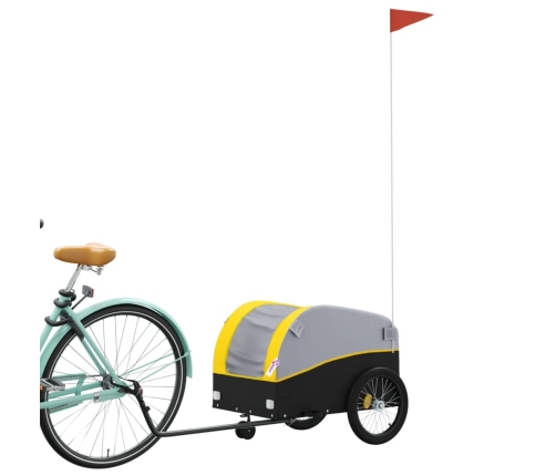 vidaXL velosipēda piekabe, 30 kg, melna un dzeltena, dzelzs