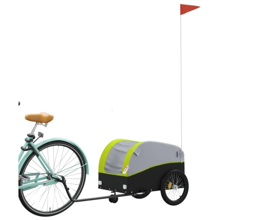 vidaXL velosipēda piekabe, 30 kg, melna un zaļa, dzelzs