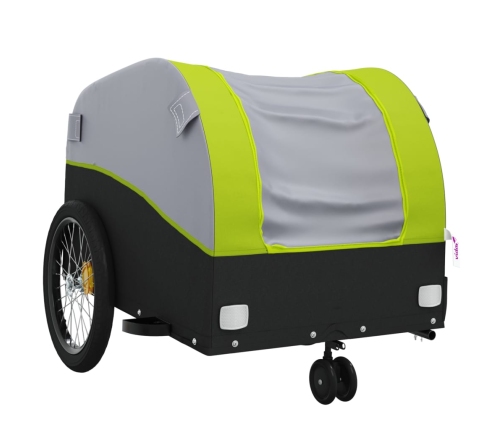 vidaXL velosipēda piekabe, 30 kg, melna un zaļa, dzelzs