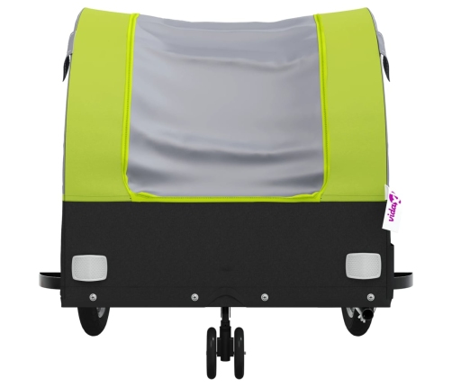 vidaXL velosipēda piekabe, 30 kg, melna un zaļa, dzelzs