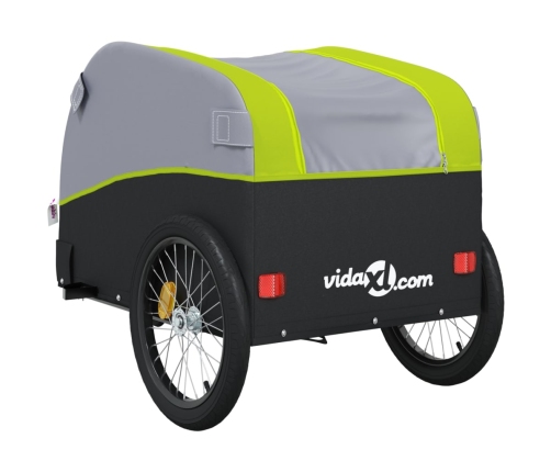 vidaXL velosipēda piekabe, 30 kg, melna un zaļa, dzelzs