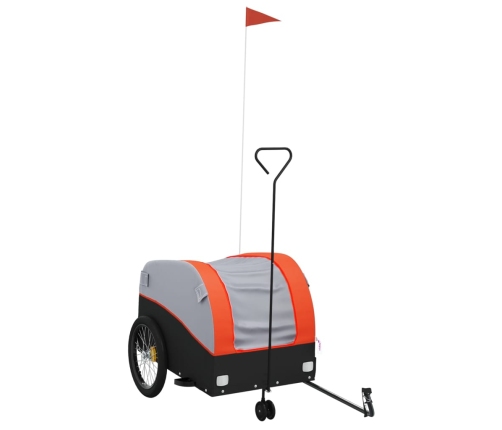 vidaXL velosipēda piekabe, 45 kg, melna un oranža, dzelzs