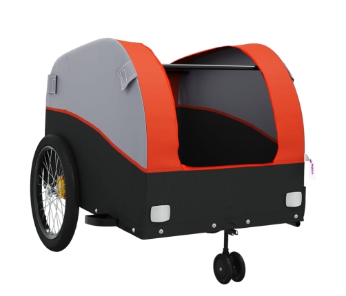 vidaXL velosipēda piekabe, 45 kg, melna un oranža, dzelzs