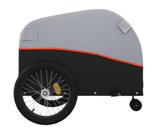 vidaXL velosipēda piekabe, 45 kg, melna un oranža, dzelzs