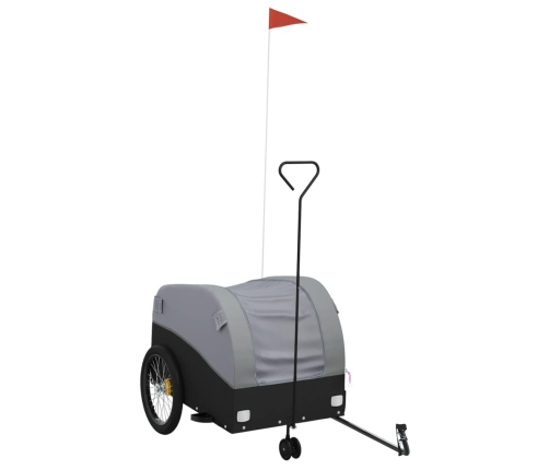 vidaXL velosipēda piekabe, 45 kg, melna un pelēka, dzelzs