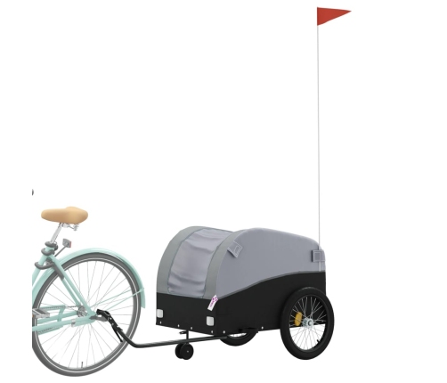 vidaXL velosipēda piekabe, 45 kg, melna un pelēka, dzelzs