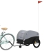 vidaXL velosipēda piekabe, 45 kg, melna un pelēka, dzelzs