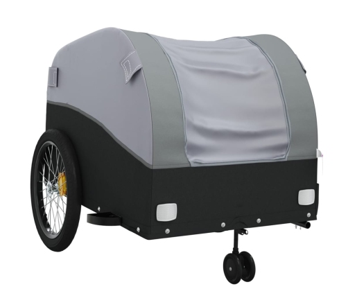 vidaXL velosipēda piekabe, 45 kg, melna un pelēka, dzelzs