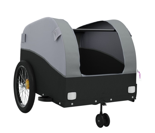 vidaXL velosipēda piekabe, 45 kg, melna un pelēka, dzelzs
