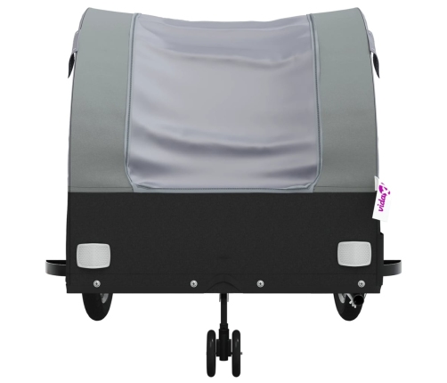 vidaXL velosipēda piekabe, 45 kg, melna un pelēka, dzelzs