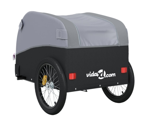 vidaXL velosipēda piekabe, 45 kg, melna un pelēka, dzelzs