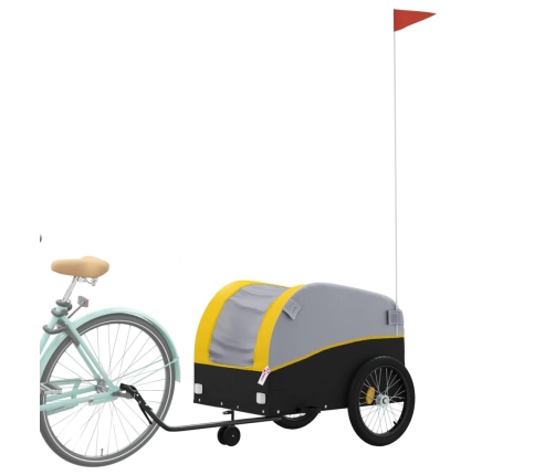 vidaXL velosipēda piekabe, 45 kg, melna un dzeltena, dzelzs